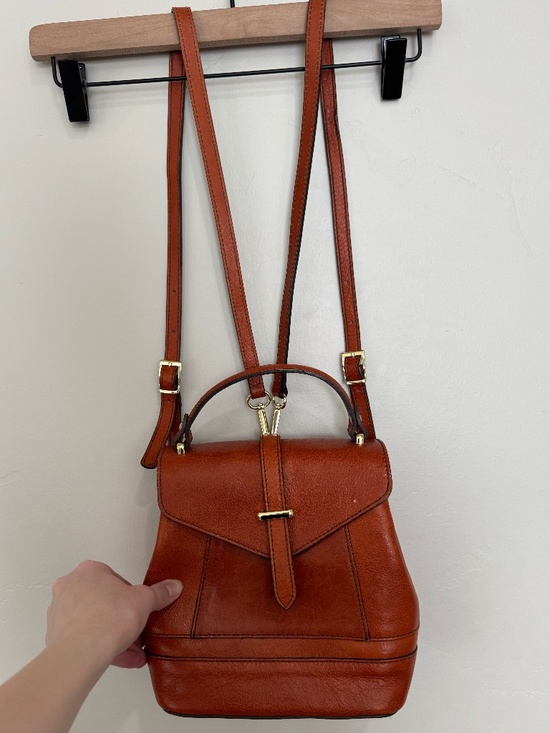 Divina Firenze Genuine Leather Orange 3 in 1 Purse Crossbody Backpack Italy main image 7